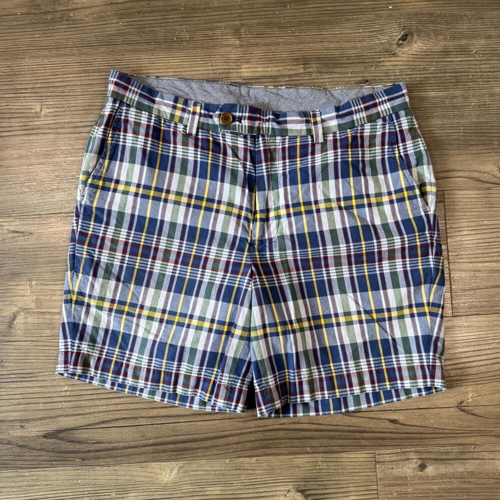 Brooks Brothers Shorts Mens 33 Multicolor Plaid Cotton Bermuda Casual Summer